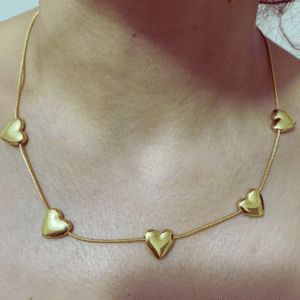 idilce 5 kalpli gold kolye