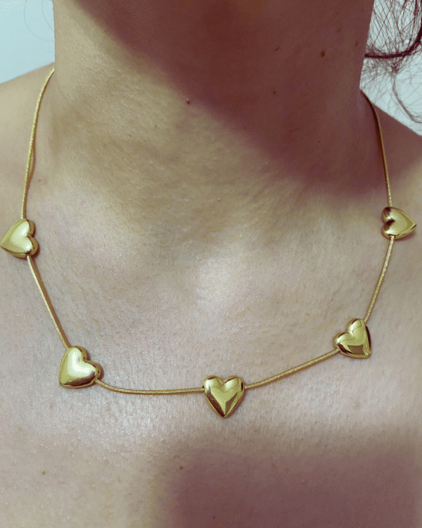 idilce 5 kalpli gold kolye