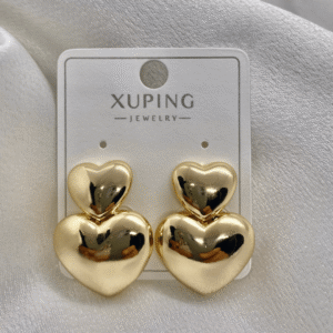 İki Kalpli Minimal Gold Kaplama Küpe